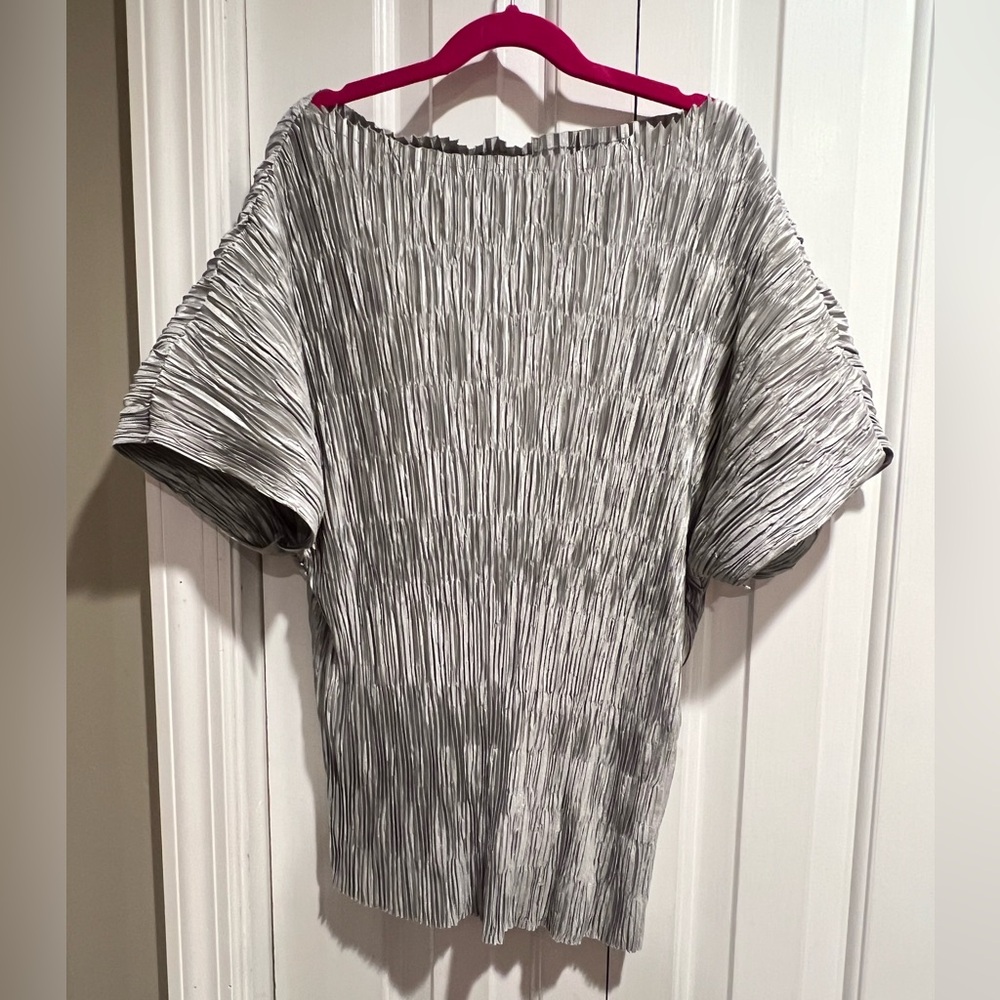 Silver ribbed blouse